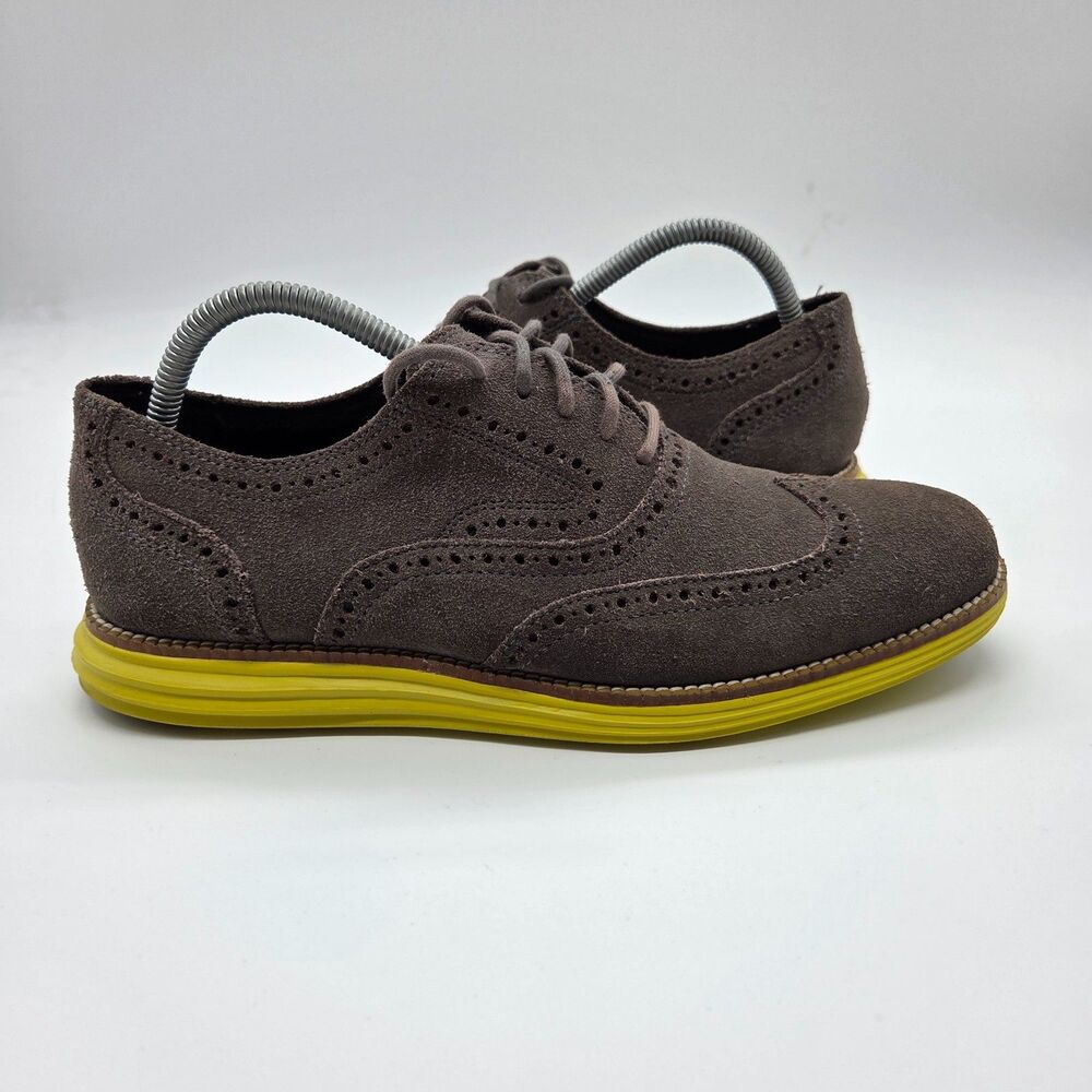 Cole Haan Lunargrand II Wingtip Suede Gray Oxford Shoes Men,s size 8.5